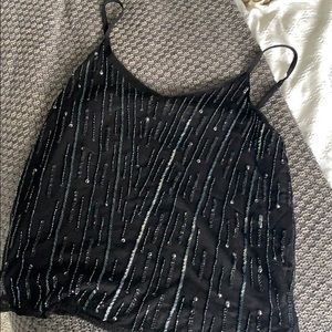 black spaghetti strap sequin top